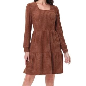 Frye Women’s Long Sleeve Ribbed Dress, Orange, Large - NWT